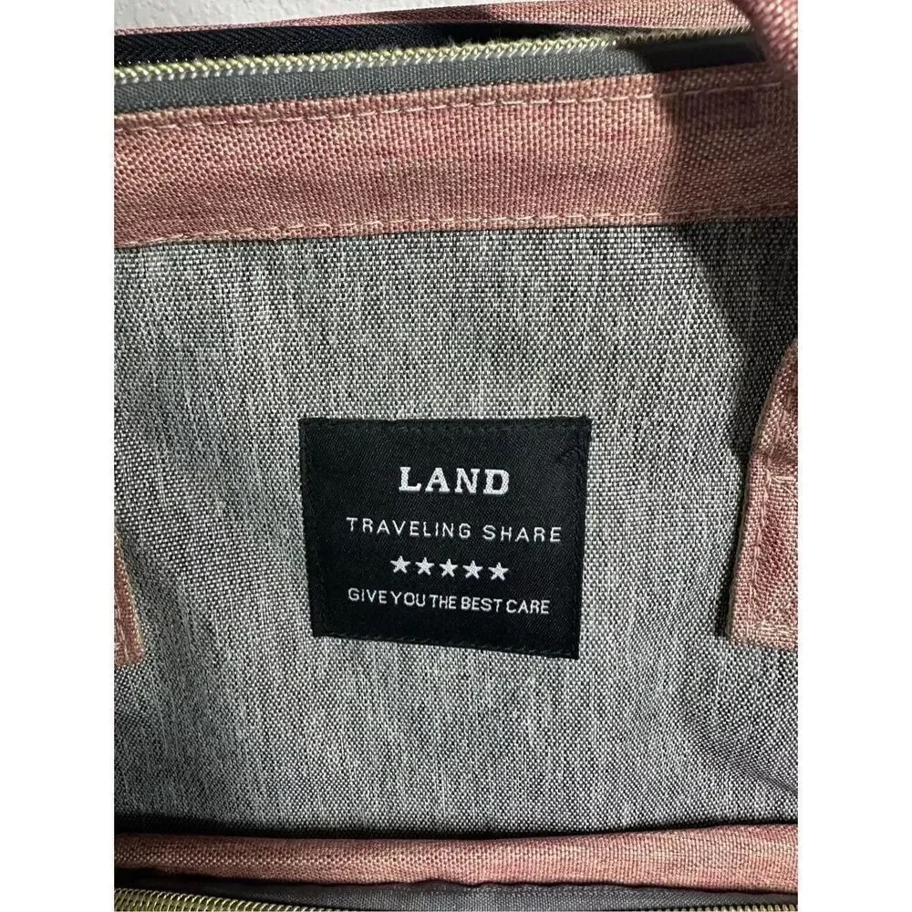 Land Pink And Grey 3 in 1 Diaper Bag Backpack Baby Portable Crib